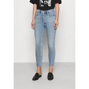 RE/DONE Size 26 Light Wash Jeans High Rise Ankle Crop Slim Fit Stretch G21-2